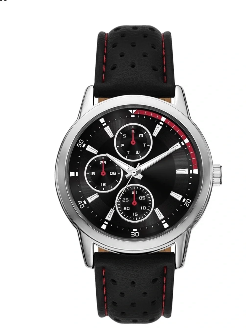 George Men's Wristwatch, Silver Tone 43mm Round Case, Black Dial, Lot of 2